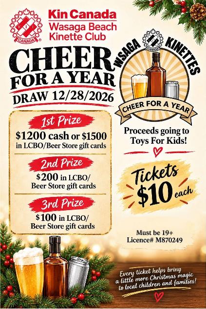 2026 Wasaga Beach Kinette Club Cheer For A Year, December 28th 2026