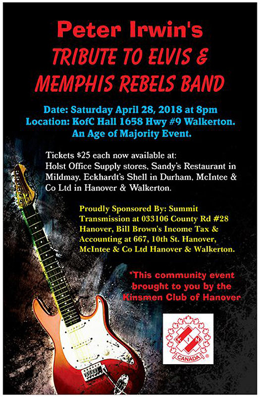 Hanover Kinsmen Elvis Tribute - April 28, 2018
