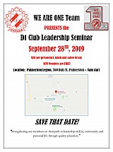 District 1 Kin Club Leadership Seminar - Saturday, September 28, 2019