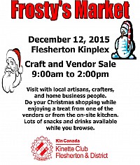 Frostys Market Craft and Vendor Sale, hosted by the Flesherton Kinettes