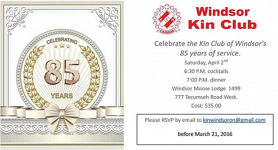 Kin Club of Windsor celebrates 85 years of service