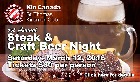 St. Thomas Kinsmen Steak & Craft Beer Night - March 12, 2016