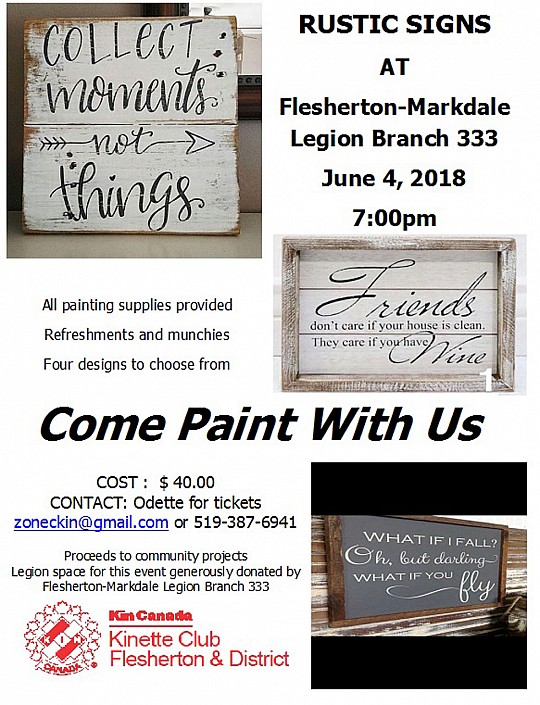 Flesherton Kinette Sign Painting Night - June 4, 2018